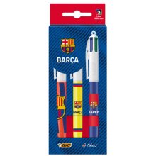 Bic 4 Colours BarÃ§a Pack con 3 Boligrafos de Bola Retractil - 3 DiseÃ±os Diferentes - Punta Media de 1.0mm