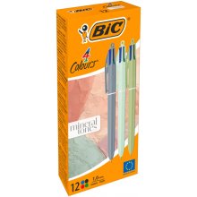 Bic 4 Colours Mineral Tones Boligrafo de Bola Retractil - Punta Media de 1.0mm - Colores Surtidos (12 uds)