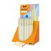 Bic Cristal Pastel Expositor con 40 Boligrafos de Bola - Cuerpo Opaco en Colores Pastel - Punta redonda de 1mm - Trazo 0.4mm - Tinta con Base de Aceite - Color de la Tinta Azul