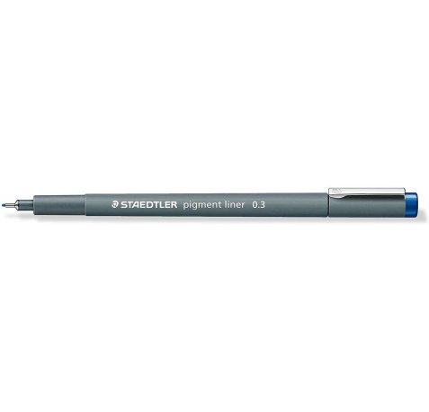Staedtler Pigment Liner 308 Rotulador Calibrado - Trazo 0.3mm - Secado Rapido - Color Azul (10 uds)