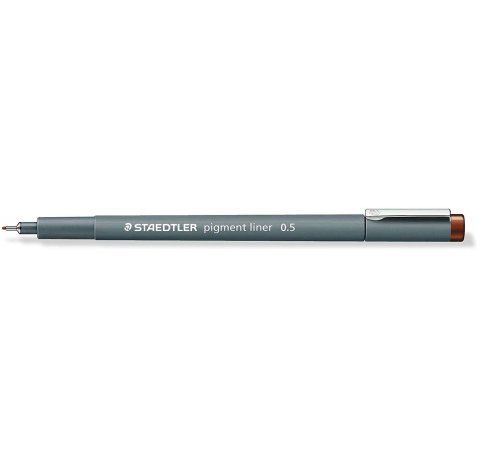 Staedtler Pigment Liner 308 Rotulador Calibrado - Trazo 0.5mm - Secado Rapido - Color Marron (10 uds)