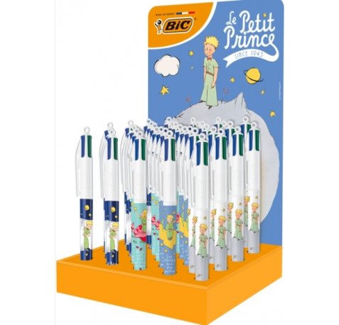 Bic 4 Colours El Principito Expositor con 36 Boligrafos de Bola Retractil Con DiseÃ±os de El Principito - 4 DiseÃ±os Diferentes - Punta Media de 1.0mm