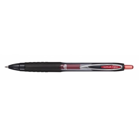 Uni-ball UMN-207E Roller de Tinta - Punta de Bola 0.7mm - Grip de Caucho Antifatiga - Tinta Pigmentada Resistente a Luz y Agua - Color Rojo (12 uds)