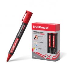 Erichkrause Marcador Permanente P-400 - Punta en Forma de Bala - Resistente a Multiples Superficies - Color Rojo (12 uds)