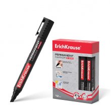 Erichkrause Marcador Permanente P-500 - Punta Biselada - Resistente al Agua y a los Rayos UV - Color Negro (12 uds)