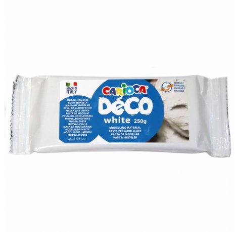 Carioca Deco Plastilina de 250gr - Se Endurece al Aire - Facil de Alisar - Color Blanco