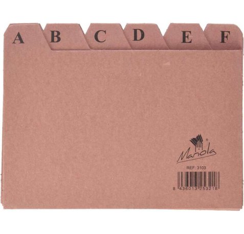 Mariola Indice A-Z Nº3 para Fichero - Medidas 150x100mm - Color Marron