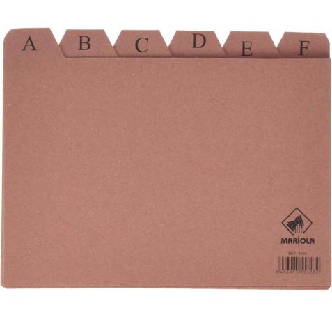 Mariola Indice A-Z Nº5 para Fichero - Medidas 215x160mm - Color Marron