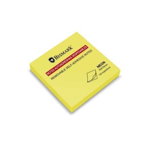 Bismark Bloc de 100 Notas Adhesivas 76x76mm - Color Amarillo Neon