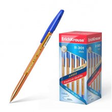 Erichkrause Boligrafo R-301 Amber Stick 0.7 - Cuerpo Hexagonal Translucido - Punta de 0.7mm - Tinta de Secado Rapido - Color Azul (50 uds)