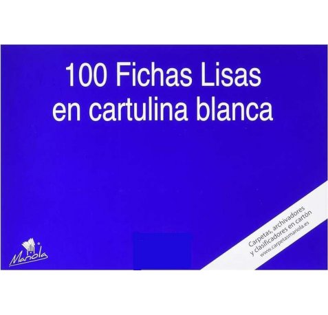 Mariola Pack de 100 Fichas Lisas Nº4 para Fichero - Medidas 200x120mm - Color Blanco