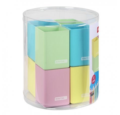 Safta Pack de 8 Cubiletes Portalapices - Silicona - Resistentes y Flexibles - Faciles de Limpiar - Presentados en Caja PVC - 195x230mm - Colores Surtidos
