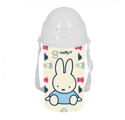 Safta Miffy Buddy Botella de 500ml - PVC sin BPA - Pajita Interior - 73x73x195mm - Color Beige