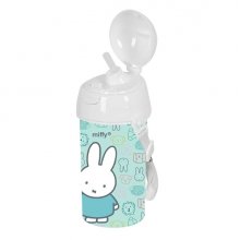 Safta Miffy Friends Botella de 500ml - PVC sin BPA - Pajita Interior - 73x73x195mm - Color Azul Claro