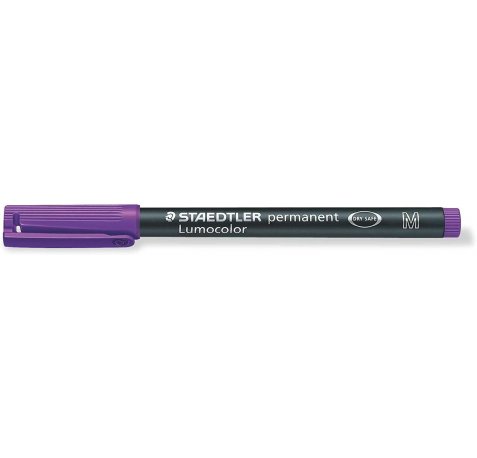 Staedtler Lumocolor 317 Rotulador Permanente - Punta Media Redonda - Trazo 1mm Aprox - Capuchon con Clip - Secado Rapido - Color Violeta (10 uds)