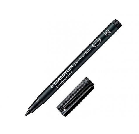 Staedtler Lumocolor 317 Rotulador Permanente - Punta Media Redonda - Trazo 1mm aprox. - Capuchon con Clip - Secado Rapido - Color Negro (10 uds)