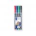 Staedtler Lumocolor 317 Pack de 4 Rotuladores Permanentes - Punta Media Redonda - Trazo 1mm aprox. - Capuchon con Clip - Secado Rapido - Colores Surtidos