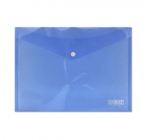 Ingraf Sobre con Cierre de Broche - Polipropileno - Tamaño A4 - Color Azul