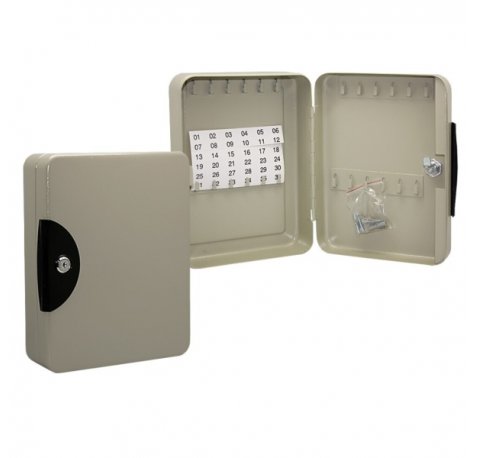 Armario Porta Llaves Metalico con Cierre - 24 Posiciones - Ideal para Oficinas y Almacenes - Organizacion y Acceso Facil  - Color Gris