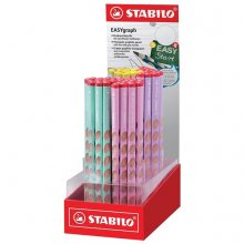 Stabilo Easygraph Pastel Expositor con 60 Lapices de Grafito - Para Uso Diestro y Zurdo - Mina HB de 3.15mm - DiseÃ±o Ergonomico - Colores Surtidos