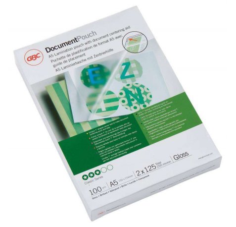 GBC Cartera Plastificacion Documentos A5 2x125 Micras Brillo Transparente 216x303Mm