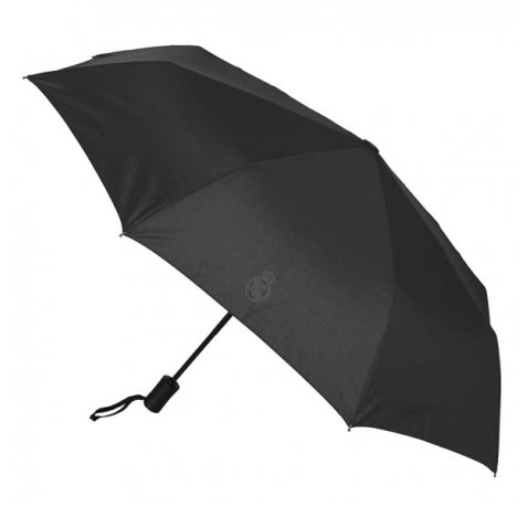 Safta Real Madrid Premium Paraguas Automatico de 102cm - 8 Paneles - Asa Engomada - Punta de PVC - Poliester - Nervios de Acero de 8mm - Color Negro