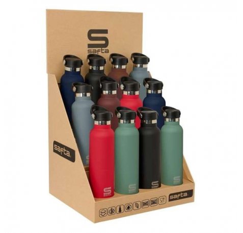 Safta Expositor con 12 Botellas de 600ml - Colores Surtidos