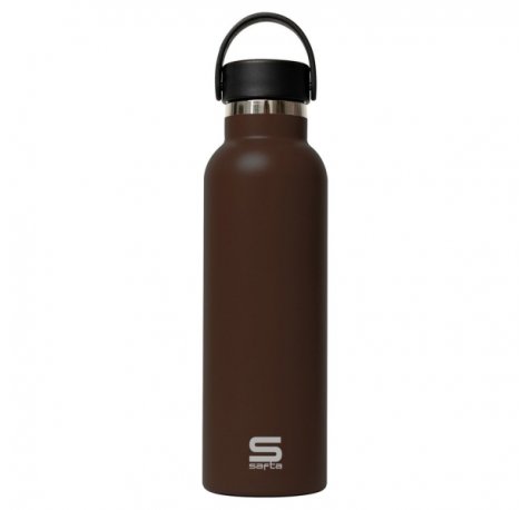 Safta Botella Termo de 600ml - Acero Inoxidable - Asa Superior - Color Marron