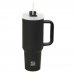 Safta Vaso con Asa Termico - Capacidad 1.2L - Pajita - Base Antideslizante - Acero Inoxidable - Doble Pared - 12h Caliente - 24h Frio - 10x26.5cm - Color Negro