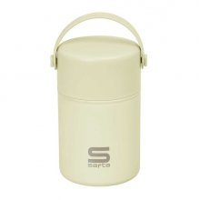 Safta Termo para Alimentos - Acero Inoxidable - Cuchara Plegable - Base de Silicona - Asa Superior - 12h Caliente - 24h Frio - Acero Inoxidable - 10.5x17x10.5cm - Color Crema