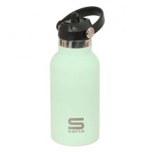 Safta Botella Isotermica Infantil - Capacidad 350ml - Tapon Roscado con Valvula - Base de Silicona - Asa Superior - Acero Inoxidable - 12h Caliente - 24h Frio - 19.5x7.3cm - Color Aguamarina