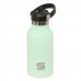 Safta Botella Isotermica Infantil - Capacidad 350ml - Tapon Roscado con Valvula - Base de Silicona - Asa Superior - Acero Inoxidable - 12h Caliente - 24h Frio - 19.5x7.3cm - Color Aguamarina