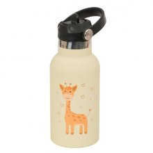 Safta Jirafa Botella Isotermica Infantil - Capacidad 350ml - Tapon Roscado con Valvula - Base de Silicona - Asa Superior - Acero Inoxidable - 12h Caliente - 24h Frio - 19.5x7.3cm - Color Melocoton Claro
