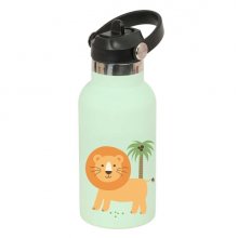 Safta Leon Botella Isotermica Infantil - Capacidad 350ml - Tapon Roscado con Valvula - Base de Silicona - Asa Superior - Acero Inoxidable - 12h Caliente - 24h Frio - 19.5x7.3cm - Color Menta