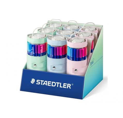 Staedtler Triplus Color 323 Expositor con 9 Pack Enrollables de 20 Rotuladores - Trazo de 1mm aprox. - Tinta Base de Agua - 97% de Plastico Reciclado - Colores Surtidos