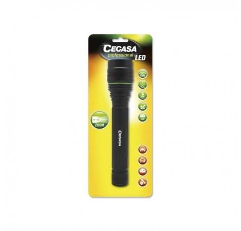 Cegasa Profesional Linterna LED 1000lm - Medidas 22.5 x 5cm - Fabricada en Aluminio - Funciona con 3 Pilas C LR14 (No Incluidas)