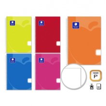 Golden Pack de 5 Cuadernos Espiral 80 Hojas 90gr Liso - Tamaño Folio - Tapa de Polipropileno - Colores Surtidos