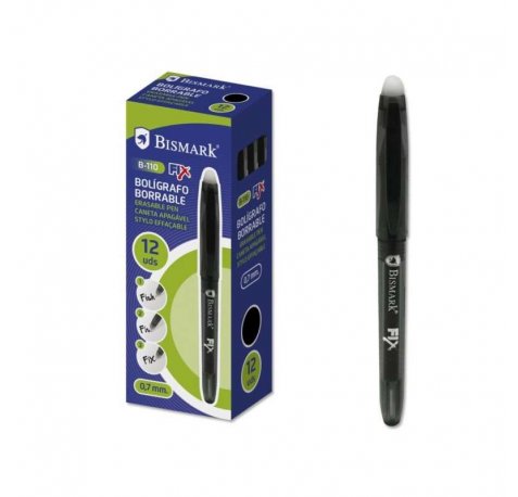Bismark Fix Boligrafo Borrable - Punta Fina 0.7mm - Con Capuchon - Color Negro