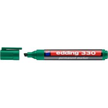 Edding 330 Rotulador Permanente - Punta Biselada - Trazo entre 1 y 5 mm. - Tinta casi Inodora - Capuchon con Clip - Secado Rapido - Color Verde (10 uds)