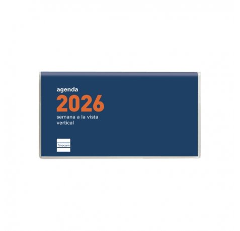 Finocam Coctel Agenda Plana - Anual 2026 - Formato Pl1 - 121x6x6mm - Semana Vista en Vertical - Color Azul