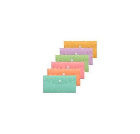Bismark Sobre Portadocumentos 240x125mm con Broche - Fabricado en Polipropileno - Colores Pastel Surtidos (50 uds)