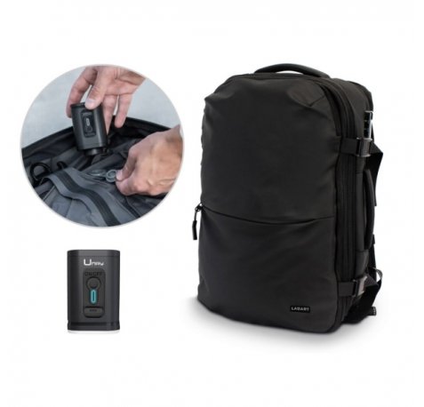Lagart Mochila de Viaje Vacuum 20L Extensible a 42L - Medidas 48x30x20cm - Vaciador de Aire Incluido - Bolsillo Trasero Anti-robo - Cremallera Lateral Extensible para Mayor Capacidad - Cierre con Candado TSA - Bolsillo Lateral para Botella - Color Negro