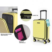 Lagart Maleta Trolley Pocket de Cabina Rigida 20â? 55x34x20cm - Compartimento Frontal Acolchado para Portatil - Cierre TSA - Ruedas Dobles 360º - Color Amarillo Pastel Lagart Maleta Trolley Pocket de Cabina Rigida 20â? 55x34x20cm - Compartimento Frontal Acolchado para Portatil - Cierre TSA - Ruedas Dobles 360º - Color Amarillo Pastel