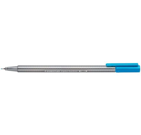 Staedtler Triplus Fineliner 334 Rotulador de Punta Fina - Trazo de 0.3mm - Tinta Base de Agua - Color Cian (10 uds)