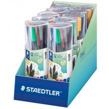 Staedtler Triplus Fineliner 334 Expositor con 10 Packs de 12 Rotuladores Punta Fina - Trazo 0.3 mm aprox. - Tinta Base de Agua - 97% de Plastico Reciclado - Colores Surtidos