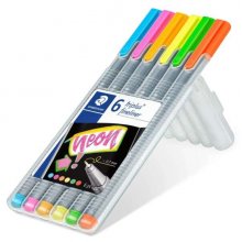 Staedtler Triplus Fineliner 334 Pack de 6 Rotuladores de Punta Fina - Trazo 0.3mm Aprox - Tinta Base de Agua - Colores Surtidos
