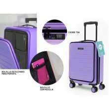 Lagart Maleta Trolley Pocket de Cabina Rigida 20â? 55x34x20cm - Compartimento Frontal Acolchado para Portatil - Cierre TSA - Ruedas Dobles 360º - Color Lila Pastel Lagart Maleta Trolley Pocket de Cabina Rigida 20â? 55x34x20cm - Compartimento Frontal Acolchado para Portatil - Cierre TSA - Ruedas Dobles 360º - Color Lila Pastel