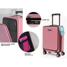 Lagart Maleta Trolley Pocket de Cabina Rigida 20â? 55x34x20cm - Compartimento Frontal Acolchado para Portatil - Cierre TSA - Ruedas Dobles 360º - Color Salmon Pastel Lagart Maleta Trolley Pocket de Cabina Rigida 20â? 55x34x20cm - Compartimento Frontal Acolchado para Portatil - Cierre TSA - Ruedas Dobles 360º - Color Salmon Pastel