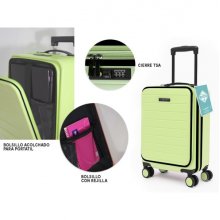 Lagart Maleta Trolley Pocket de Cabina Rigida 20â? 55x34x20cm - Compartimento Frontal Acolchado para Portatil - Cierre TSA - Ruedas Dobles 360Âº - Color Verde Pastel