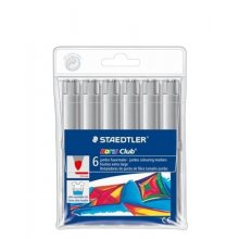 Staedtler Noris Jumbo 340 Pack de 6 Rotuladores Jumbo - Punta de Fibra - Trazo 3mm - Tapa Ventilada - Color Gris